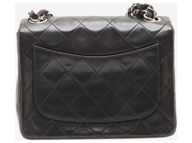 Chanel Bolsa mini Classic Single Flap vintage 1996 em pele de cordeiro preta Preto - vista 2