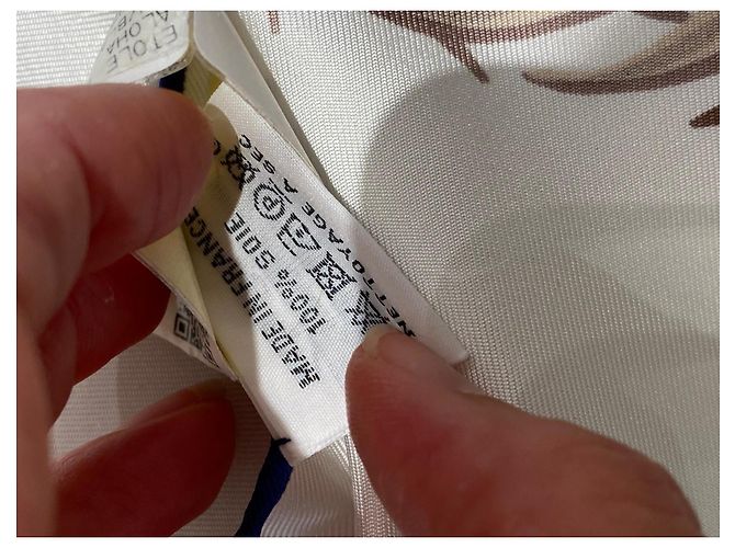 Hermès Pañuelo de seda 'Aloha' Castaño Blanco Azul - vista 4