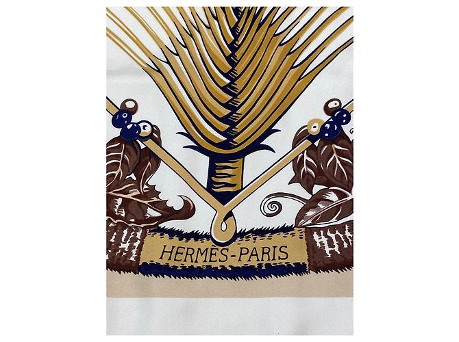 Hermès Pañuelo de seda 'Aloha' Castaño Blanco Azul - vista 7