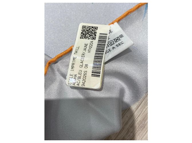 Carré in seta Hermès Aloha Rosa Bianco Blu Verde Arancione Grigio Giallo - vista 6