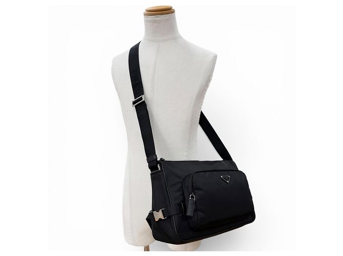 Borsa a tracolla in nylon e pelle Prada Nero - vista 2