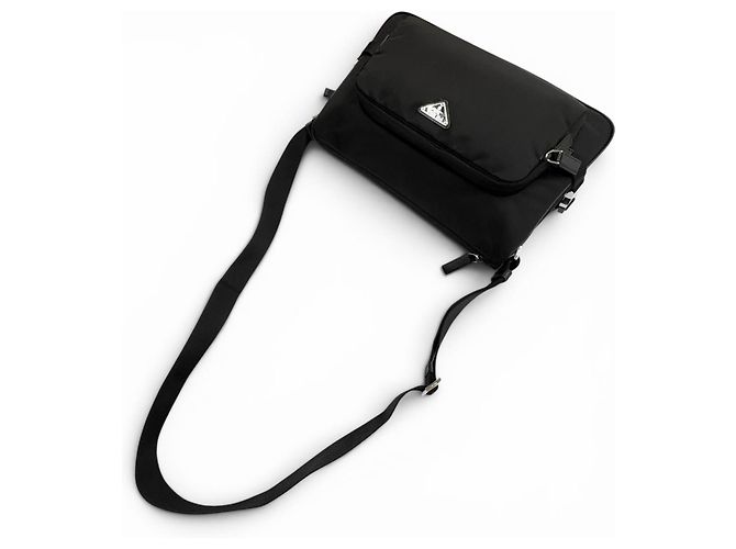Borsa a tracolla in nylon e pelle Prada Nero - vista 5