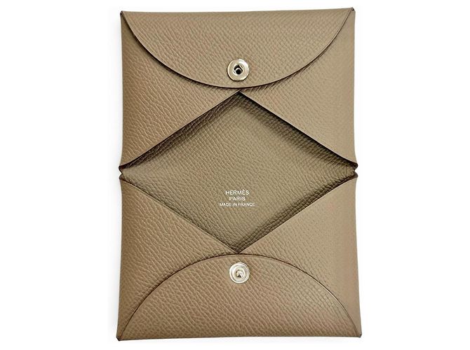 Hermès Tarjetero Hermes Calvi en Veau Epsom Gris Etoupe Gris pardo - vista 6
