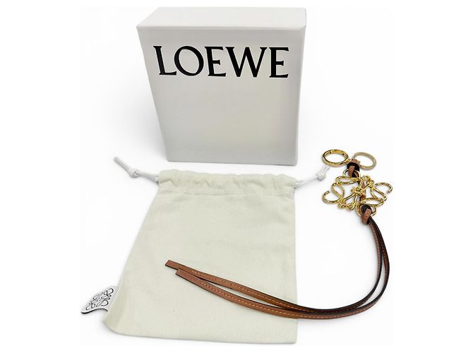 Porte-clés et accessoire de sac Loewe Classic Calf Tan Anagram Doré - vue 2