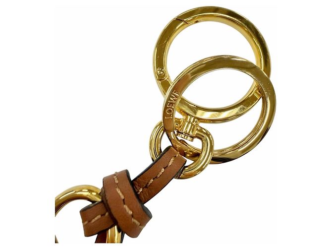 Porte-clés et accessoire de sac Loewe Classic Calf Tan Anagram Doré - vue 7