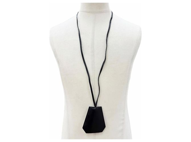 Hermès HERMES Vintage Leather Necklace Black - view 2