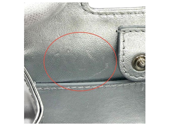 Pochette Wanda Mini Gancini in pelle Salvatore Ferragamo Argento - vista 14