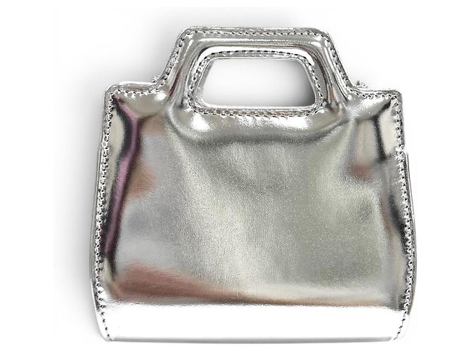 Pochette Wanda Mini Gancini in pelle Salvatore Ferragamo Argento - vista 3