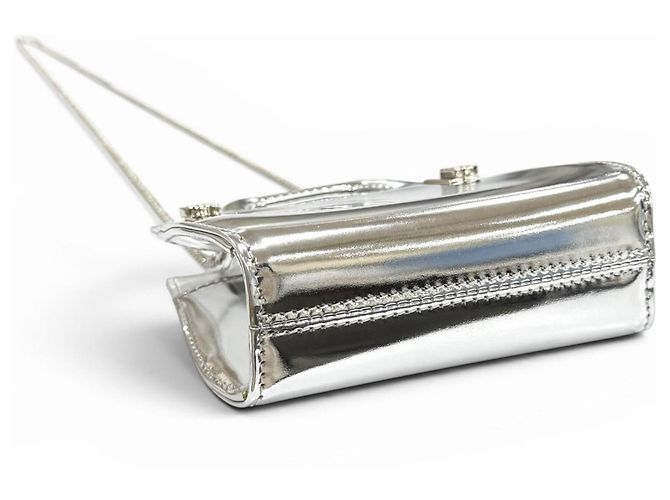 Pochette Wanda Mini Gancini in pelle Salvatore Ferragamo Argento - vista 4