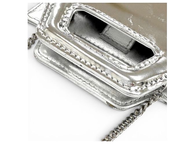 Pochette Wanda Mini Gancini in pelle Salvatore Ferragamo Argento - vista 7