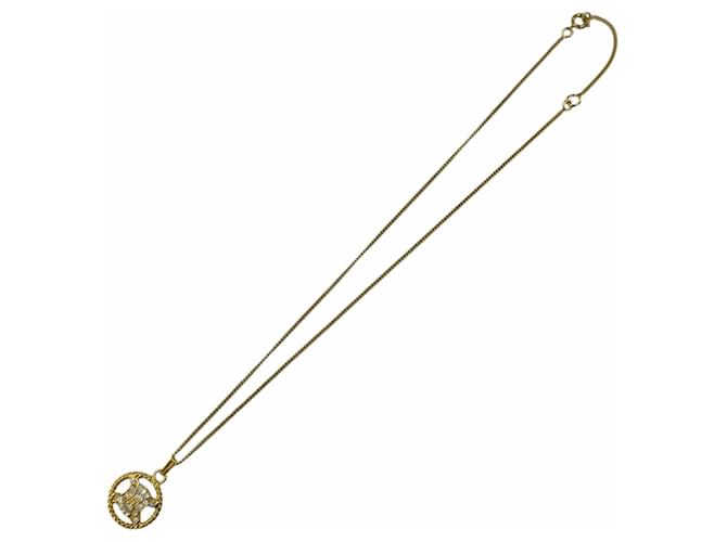 Céline Collana CELINE Vintage Triomphe Blazon con strass D'oro - vista 3