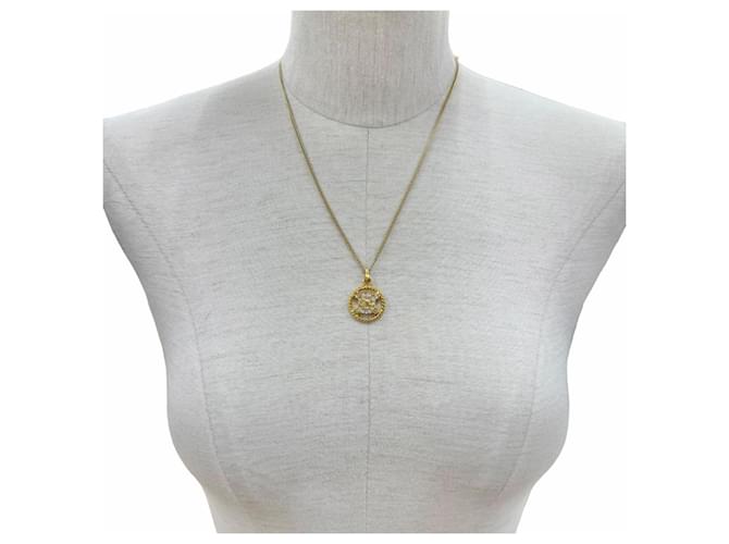 Céline Collana CELINE Vintage Triomphe Blazon con strass D'oro - vista 5