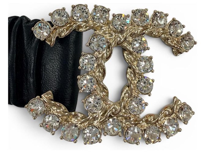 Chanel B21C Coco Mark Ledergürtel mit Strasssteinen Schwarz - Ansicht 4