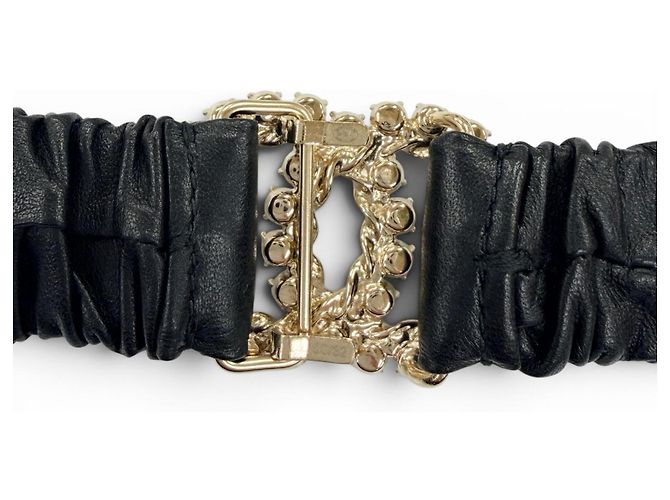 Chanel B21C Coco Mark Ledergürtel mit Strasssteinen Schwarz - Ansicht 7
