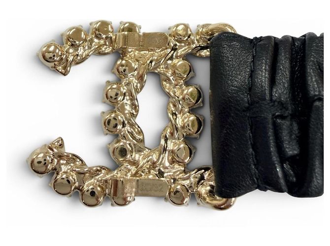 Chanel B21C Coco Mark Ledergürtel mit Strasssteinen Schwarz - Ansicht 8