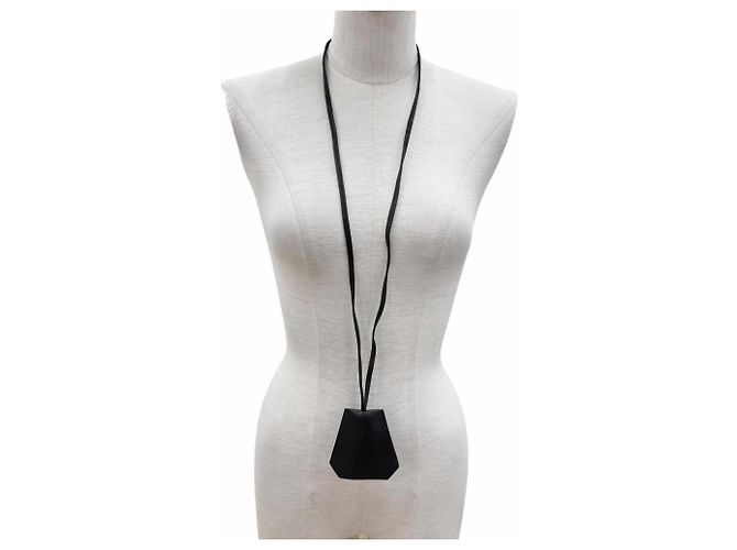 Hermès Collana Clochette Margiela Era in pelle con finiture argentate Hermes Nero - vista 3