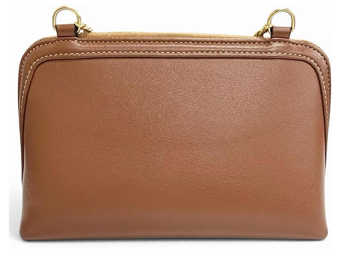 Céline Borsa a tracolla con catena Celine in pelle di vitello liscia Cuile Triomphe Marrone - vista 3