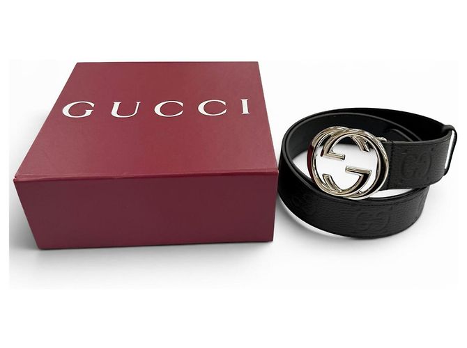 Gucci Leather GG Pattern Interlocking G Buckle Belt - Black - view 2
