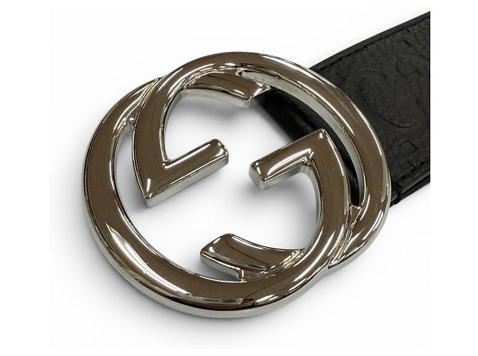 Gucci Leather GG Pattern Interlocking G Buckle Belt - Black - view 5