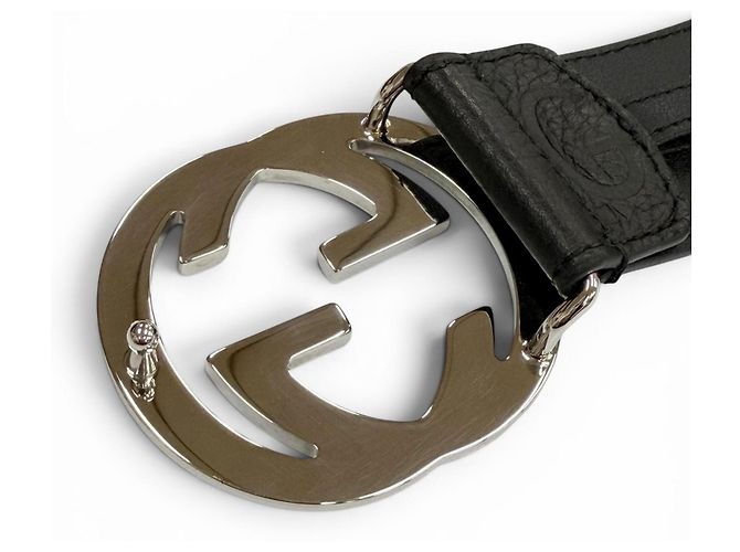 Gucci Leather GG Pattern Interlocking G Buckle Belt - Black - view 6