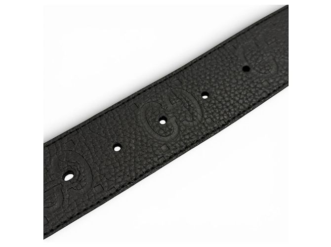 Gucci Leather GG Pattern Interlocking G Buckle Belt - Black - view 7