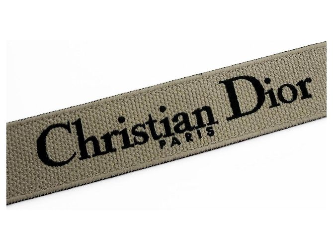 Borsa a tracolla in tela e pelle Christian Dior Nero Beige - vista 6