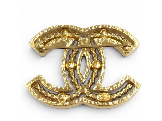 Spilla Chanel Vintage 02A Coco Mark Design Bianco D'oro - vista 2