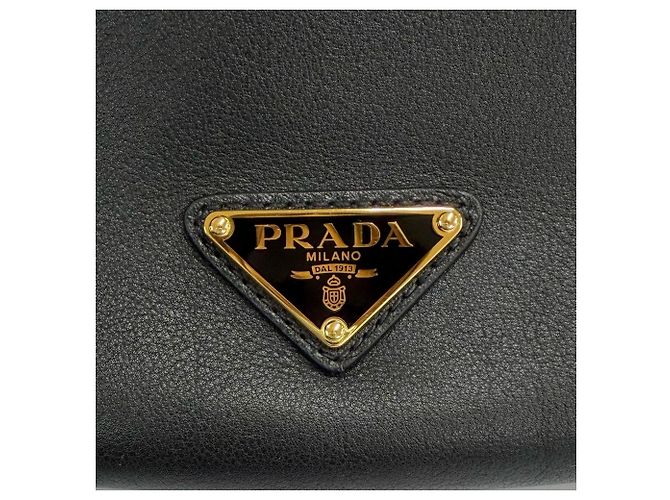 Borsa a tracolla in pelle Prada 1BC255 Demi-Lune con logo Triangle Nero - vista 10