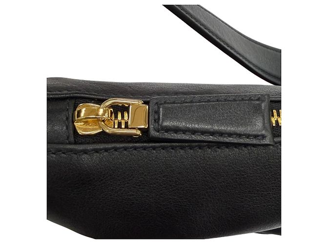 Borsa a tracolla in pelle Prada 1BC255 Demi-Lune con logo Triangle Nero - vista 11