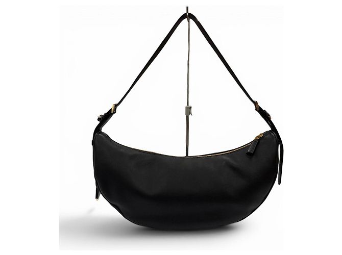 Borsa a tracolla in pelle Prada 1BC255 Demi-Lune con logo Triangle Nero - vista 3