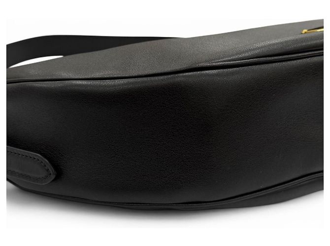 Borsa a tracolla in pelle Prada 1BC255 Demi-Lune con logo Triangle Nero - vista 6