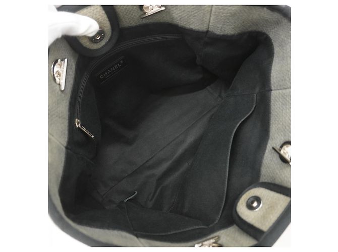 Chanel Deauville Canvas Chain Tote Bag Braun Schwarz - Ansicht 4