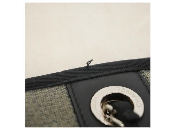 Chanel Deauville Canvas Chain Tote Bag Braun Schwarz - Ansicht 6