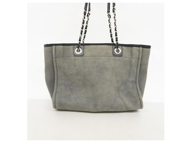 Chanel Deauville Canvas Chain Tote Bag Braun Schwarz - Ansicht 9