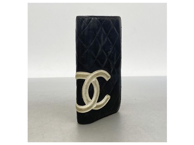 Cartera larga de cordero Cambon Chanel Negro Blanco - vista 2
