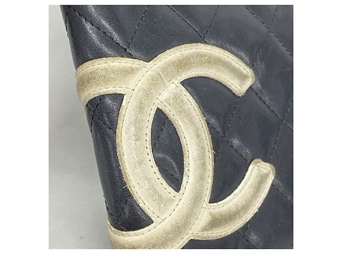 Cartera larga de cordero Cambon Chanel Negro Blanco - vista 8