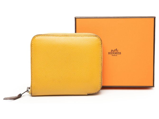 Silk In Cartera compacta de seda y Epsom amarilla Hermès Amarillo - vista 8