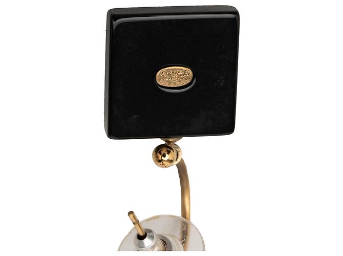 Orecchini Chanel Black CC placcati oro in resina e perle sintetiche Dice Drop Push Back Nero - vista 3