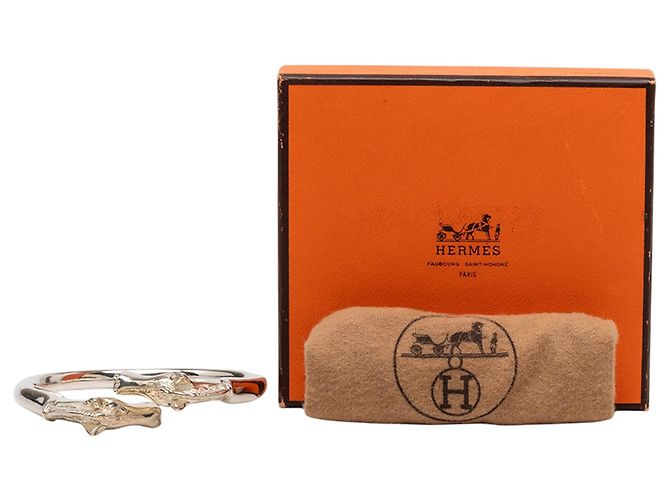 Bracciale Hermès Ravinet d Enfert Doppia Testa di Cavallo in Argento Placcato Palladio - vista 5