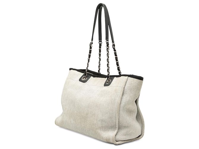 Chanel Deauville Tote aus Canvas Gray Small Braun Grau - Ansicht 2