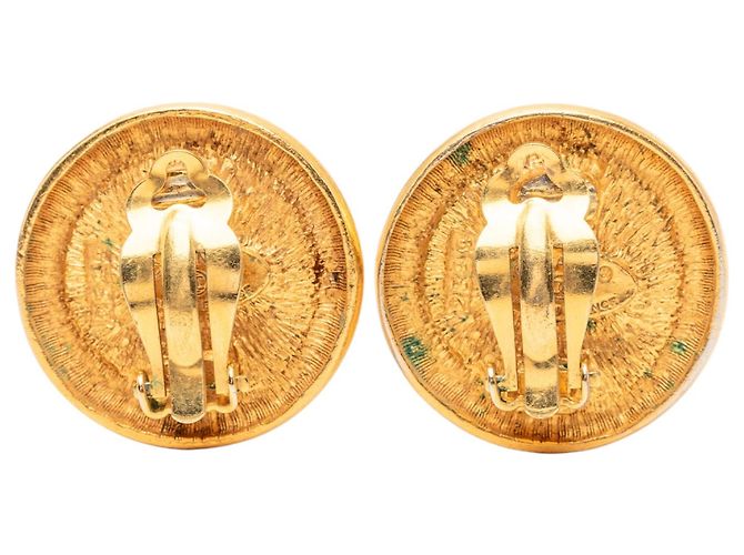Orecchini Chanel Gold CC tondi placcati oro con clip D'oro - vista 2