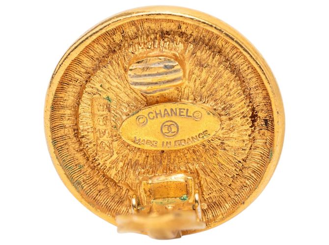 Orecchini Chanel Gold CC tondi placcati oro con clip D'oro - vista 3