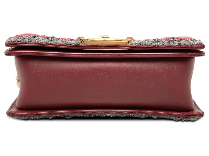 Giacca Chanel Red Small Quilted Lambskin and Braided Tweed Jacket Boy Flap Rosso Bordò - vista 3