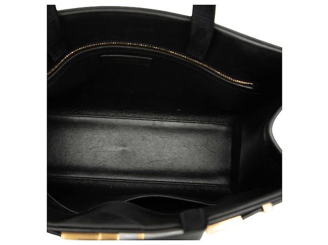 Sac cabas Manhattan en cuir lisse de veau noir de taille medium Saint Laurent - vue 4