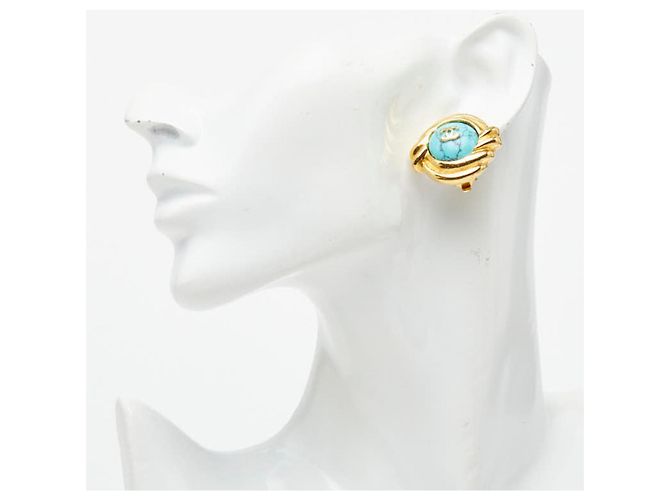 Pendientes de clip Chanel Oro y Turquesa Dorado - vista 5