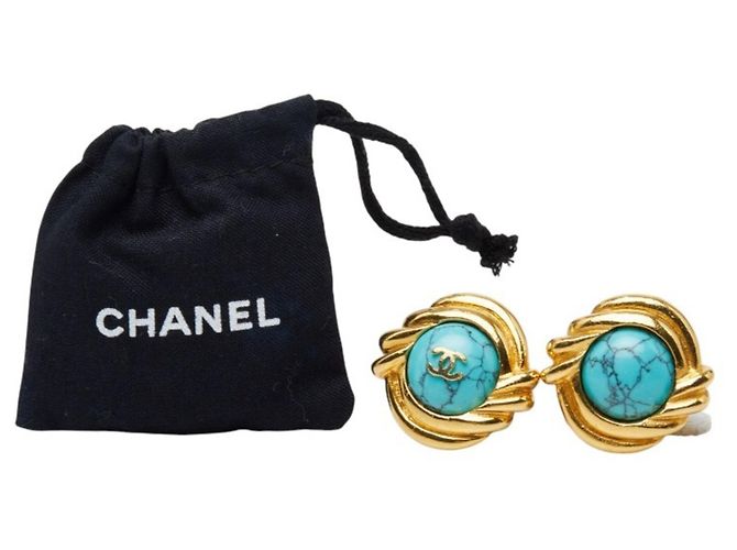 Pendientes de clip Chanel Oro y Turquesa Dorado - vista 6