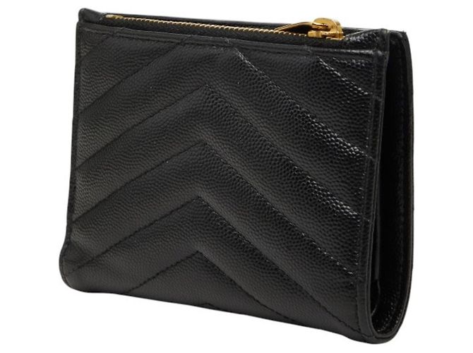 Portafoglio bi-fold con monogramma Saint Laurent Nero - vista 2