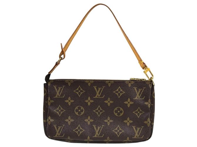 Borsa Louis Vuitton Pochette Accessoires Monogram Marrone - vista 3