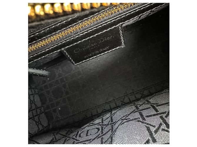 Borsa Christian Dior Lady Cannage in vernice Nero - vista 10