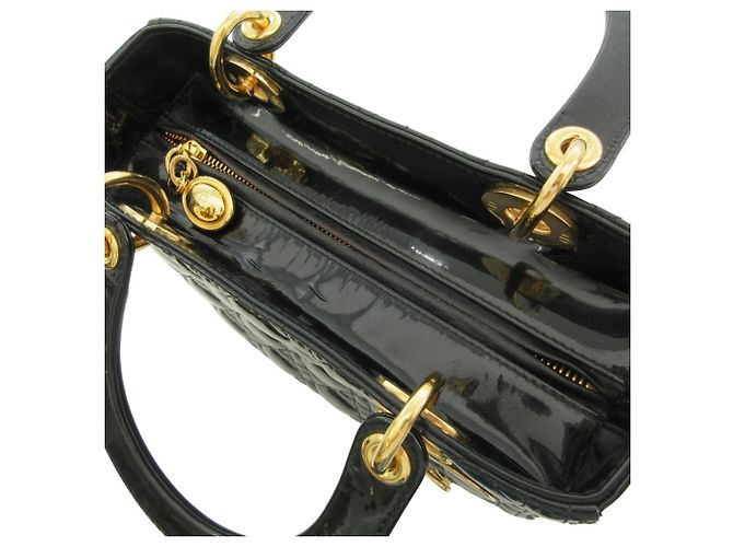 Borsa Christian Dior Lady Cannage in vernice Nero - vista 17